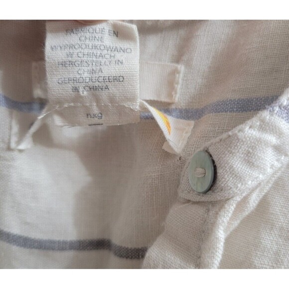 C & C California 100% Linen Ivory Striped Sleeveless Button-Up Top Sz L - Picture 3 of 6